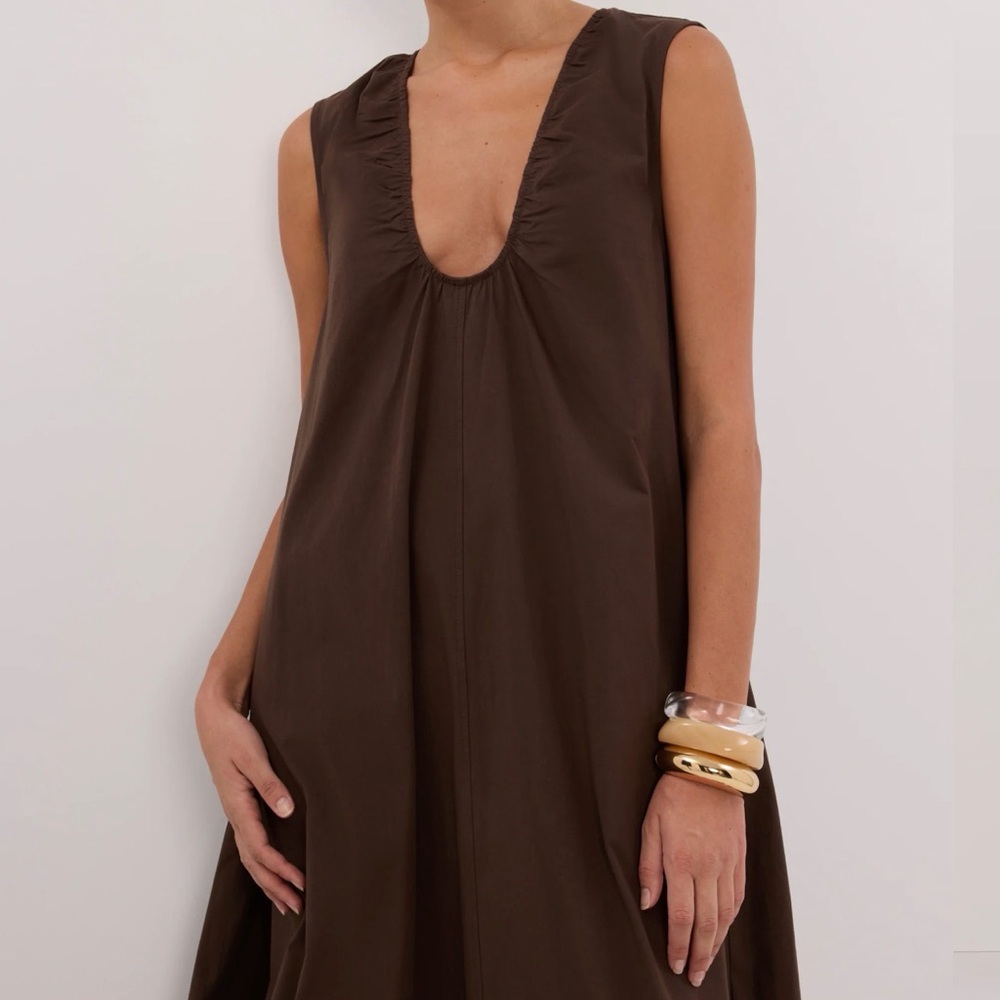 DISSH GABI BITTER CHOC OVERSIZED COTTON MIDI DRESS